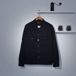 Balenciaga Yellow tape lettering distressed vintage denim jacket Size L